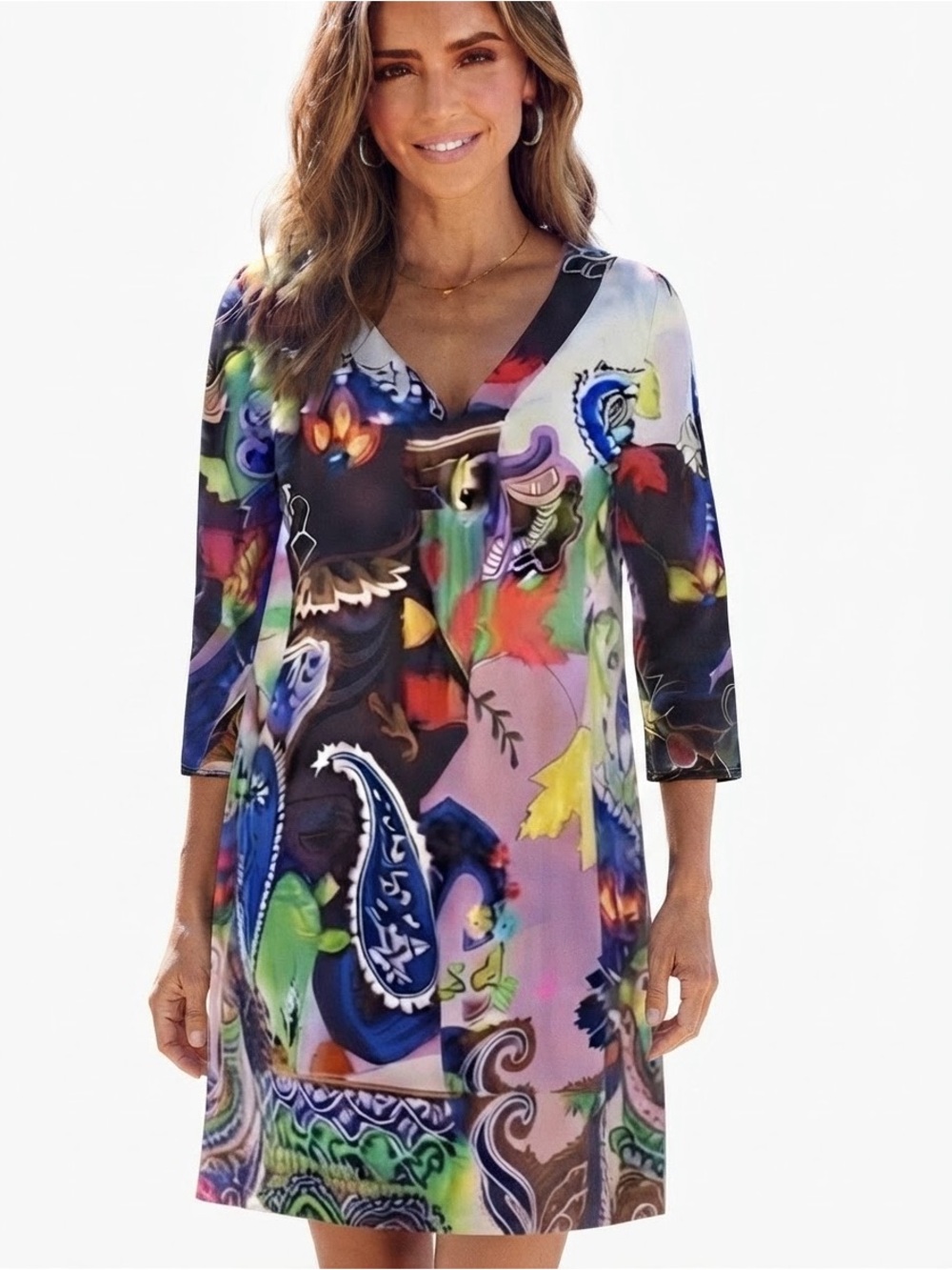 Floral light weight “V” neck dress